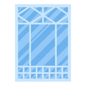 Vector window with glass and frame. Cartoon facade house outside design eleme Stock Illustration