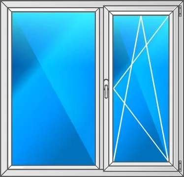 Vector window. Illustration of a plastic window. Driving. Stock-Illustration