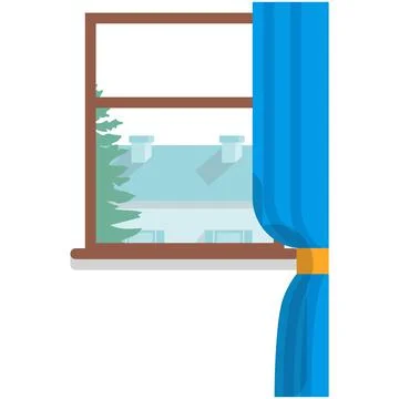 Vector window inside with view on neighbors house roof Ilustración de archivo