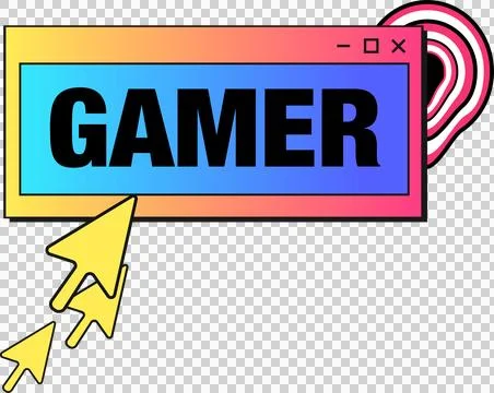 Vector window is showing bold GAMER, gradient border, cursors over target on Stock Illustration