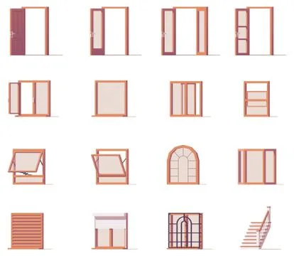 Vector windows and doors set Stock Illustration