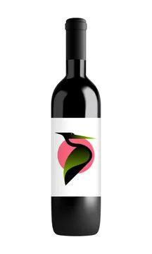 Vector wine bottle in mesh gradient style. Editable color Stock Illustration