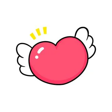 Vector wing hearts. Design elements for Valentine's day. doodle heart. 스톡 일러스트