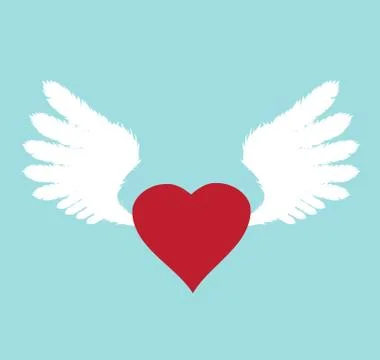 Vector wings with heart Illustrazione stock