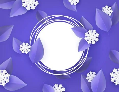 Vector winter background with leaves and snowflake Stock Illustration