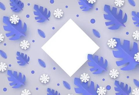 Vector winter background with leaves and snowflake Stock Illustration