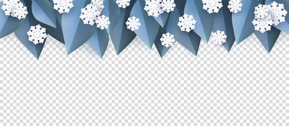 Vector winter background with leaves and snowflake Stock Illustration