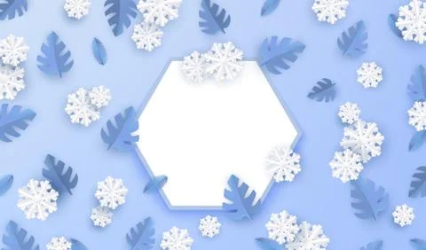 Vector winter background with leaves and snowflake Stock Illustration