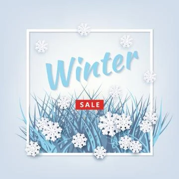 Vector winter background with leaves and snowflake Stock Illustration