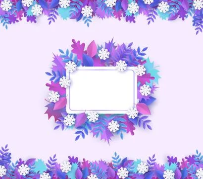 Vector winter background with leaves and snowflake Stock Illustration