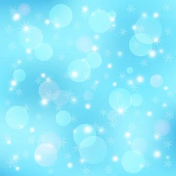 Vector winter festive background with bokeh, snowflakes. Stock Illustration