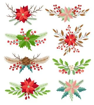 Vector winter floral elements Stock Illustration