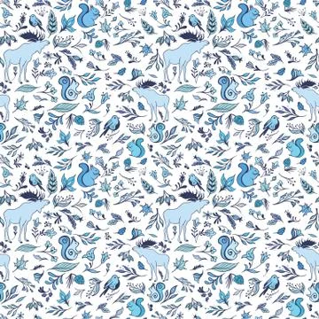 Vector Winter Forest Pattern Stock Illustration