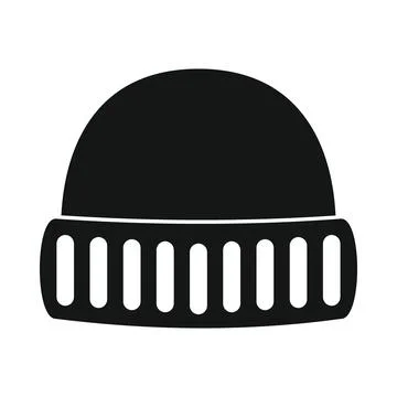 Vector winter hat black simple icon isolated Stock Illustration