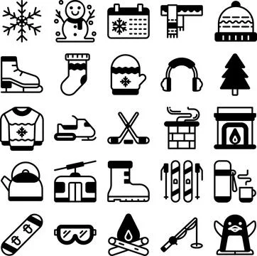 Vector of Winter Icon Set Solid. Perfect for user interface, new application. Ilustración de archivo