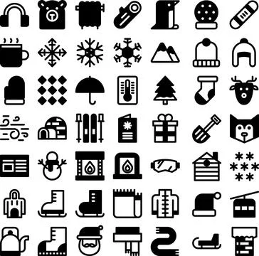 Vector of Winter Icon Set Solid. Perfect for user interface, new application. Stock Illustration