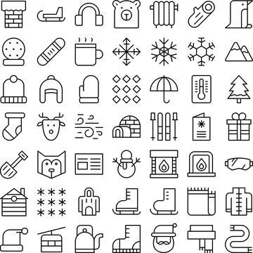Vector of Winter Icon Set Thin. Perfect for user interface, new application. Stock Illustration