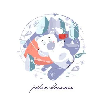 Vector winter illustration of a sleeping brown bear.Vector Stock-Illustration