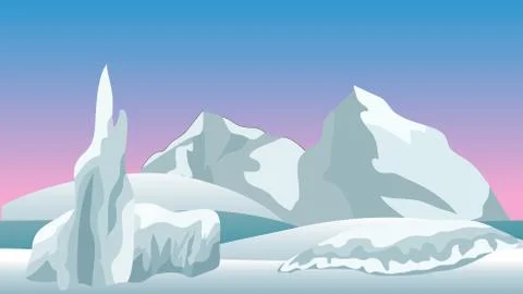 Vector winter landscape for cartoon or game scene background. Stock Illustration