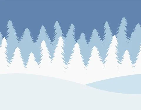 Vector winter landscape with spruce trees forest Stock Illustration