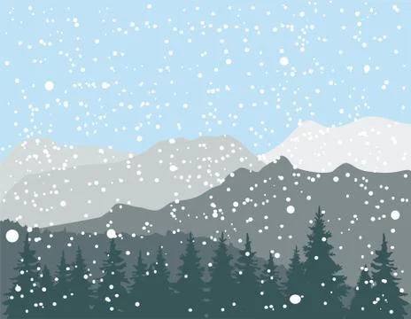 Vector Winter Mountains Stock Illustration