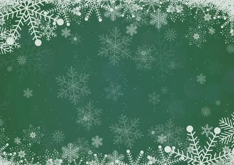 Vector winter pine green gradient Christmas background snowflake and snow bor Stock Illustration