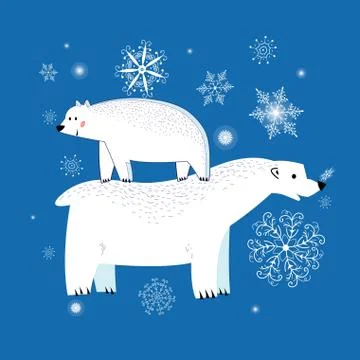 Vector winter polar bears Stock Illustration