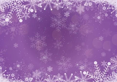 Vector winter purple gradient Christmas background snowflake and snow border Illustrazione stock