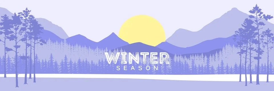 Vector of winter scene with river and forest background isolated on white Ilustración de archivo