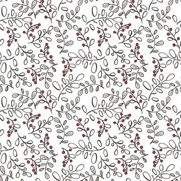 Vector winter seamless pattern with berries Stock Illustration