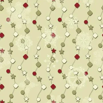 Vector winter seamless pattern with christmas decoration and snowflakes Stock Illustration