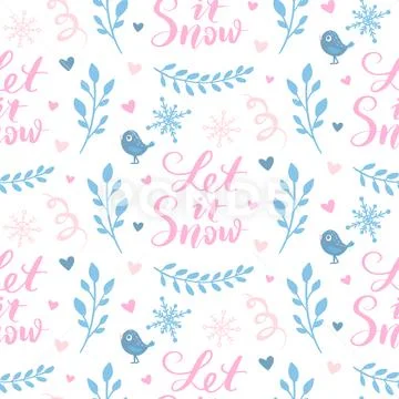 Vector winter seamless pattern. Cute background with holiday symbols. Stock Illustration