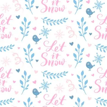 Vector winter seamless pattern. Cute background with holiday symbols. Illustrazione stock