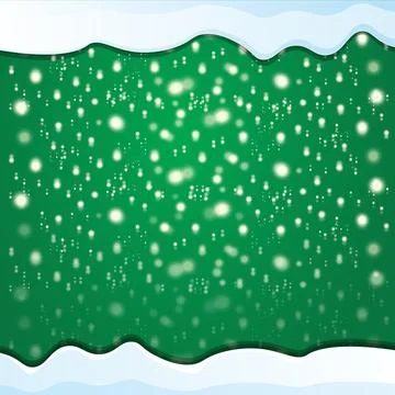 Vector winter snow caps on green sky background with snowflakes. winter snow Stock Illustration
