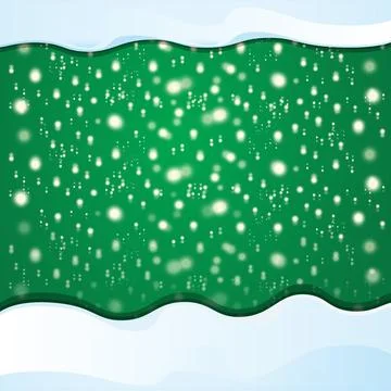 Vector winter snow caps on green sky background with snowflakes. winter snow Stock Illustration