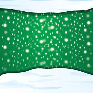 Vector winter snow caps on green sky background with snowflakes. winter snow Stock Illustration