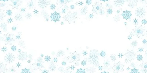 Vector. Winter snowflakes border trendy background. Freeze cold. White. Stock Illustration