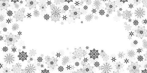 Vector. Winter snowflakes border trendy background. Stock Illustration