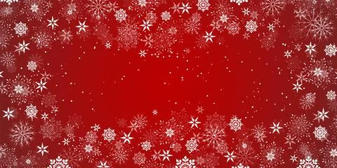 Vector. Winter snowflakes border trendy background. Stock Illustration