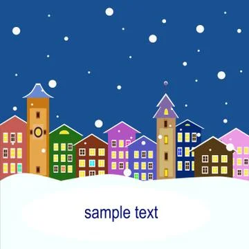 Vector winter town Stock Illustration