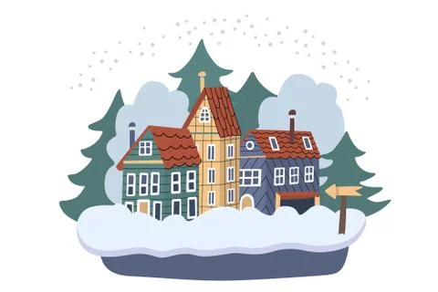 Vector winter town. Stock Illustration