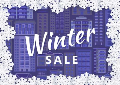Vector winter urban cityscape background design Ilustración de archivo