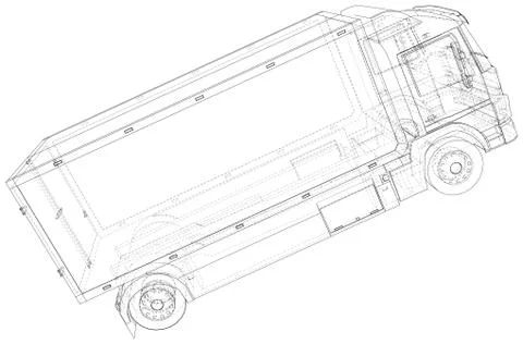 Vector Wire-frame Commercial cargo van. The layers of visible and invisible Stock-Illustration