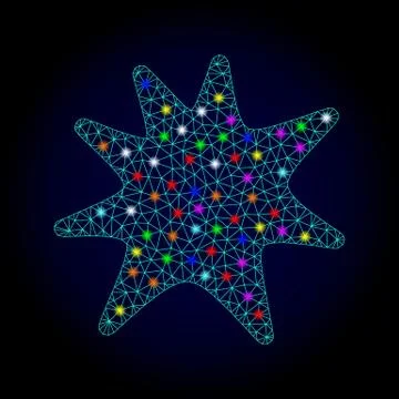 Vector Wire Frame Mesh Exploding Boom with Glowing Spots for New Year Stock Illustration