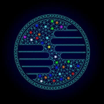 Vector Wire Frame Mesh Hands Circle with Glowing Spots for Chistmas Illustrazione stock