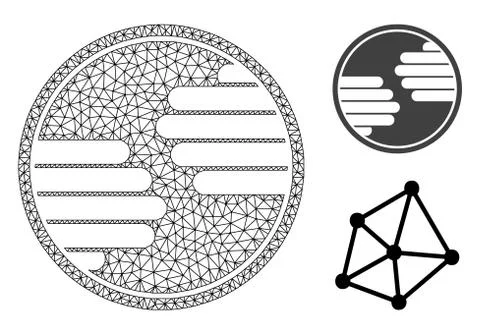 Vector Wire Frame Mesh Hands Circle and Flat Icon Stock Illustration