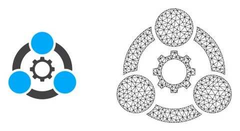 Vector Wire Frame Mesh Industrial Collaboration and Flat Icon Stock Illustration