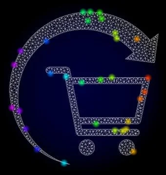 Vector Wire Frame Mesh Repeat Purchase Order with Rainbow Colored Light Spots Stock Illustration