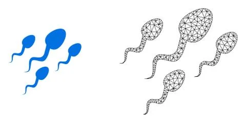 Vector Wire Frame Mesh Sperm Cells and Flat Icon Ilustración de archivo