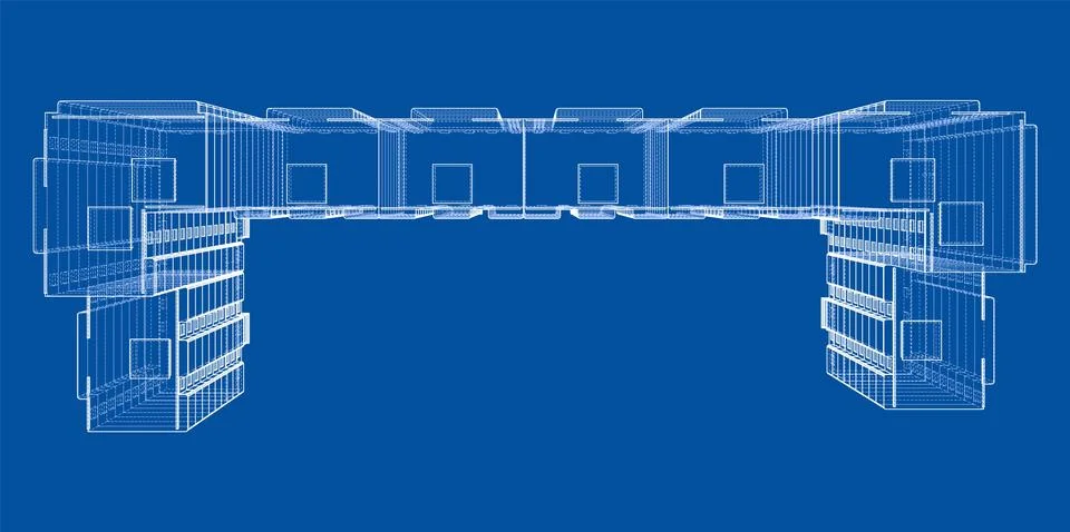Vector wire-frame model of a multi-storey building Stock Illustration
